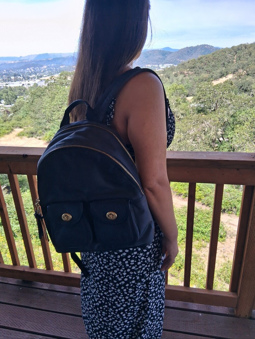 Coach Black Nylon Backpack with Gold-Tone Hardware - Picture 7 of 12